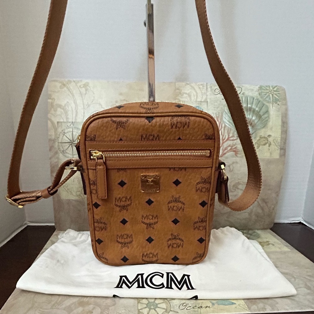MCM Klassik Cognac Visetos Mini Crossbody